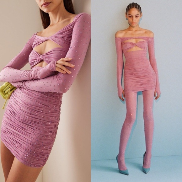 Alex Perry Dresses & Skirts - ALEX PERRY Tinley Strass Crystal Embellished Twist Dress Pink Sz 10 AU/6 US
